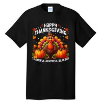 Thankful Grateful Blessed Happy Thanksgiving Turkey Women Gift Tall T-Shirt