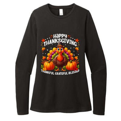 Thankful Grateful Blessed Happy Thanksgiving Turkey Women Gift Womens CVC Long Sleeve Shirt