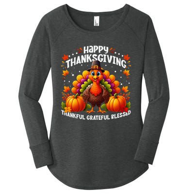 Thankful Grateful Blessed Happy Thanksgiving Turkey Women Gift Women's Perfect Tri Tunic Long Sleeve Shirt