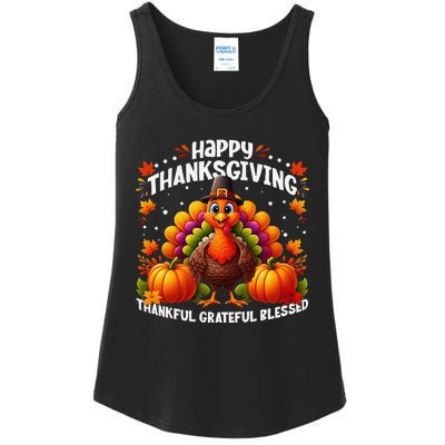 Thankful Grateful Blessed Happy Thanksgiving Turkey Women Gift Ladies Essential Tank