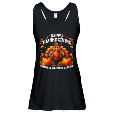 Thankful Grateful Blessed Happy Thanksgiving Turkey Women Gift Ladies Essential Flowy Tank