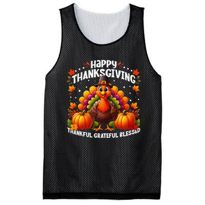 Thankful Grateful Blessed Happy Thanksgiving Turkey Women Gift Mesh Reversible Basketball Jersey Tank