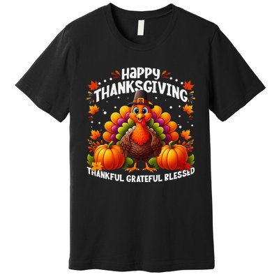 Thankful Grateful Blessed Happy Thanksgiving Turkey Women Gift Premium T-Shirt