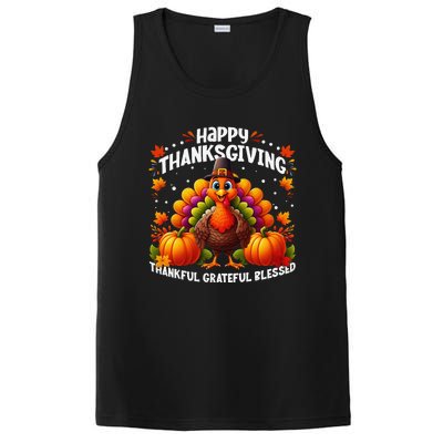 Thankful Grateful Blessed Happy Thanksgiving Turkey Women Gift PosiCharge Competitor Tank