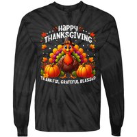 Thankful Grateful Blessed Happy Thanksgiving Turkey Women Gift Tie-Dye Long Sleeve Shirt