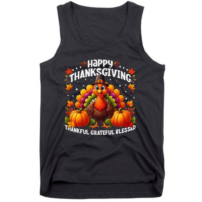 Thankful Grateful Blessed Happy Thanksgiving Turkey Women Gift Tank Top