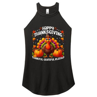 Thankful Grateful Blessed Happy Thanksgiving Turkey Women Gift Women's Perfect Tri Rocker Tank