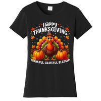 Thankful Grateful Blessed Happy Thanksgiving Turkey Women Gift Women's T-Shirt