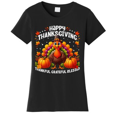 Thankful Grateful Blessed Happy Thanksgiving Turkey Women Gift Women's T-Shirt