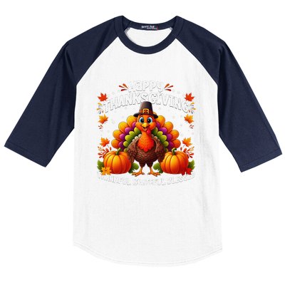 Thankful Grateful Blessed Happy Thanksgiving Turkey Women Gift Baseball Sleeve Shirt