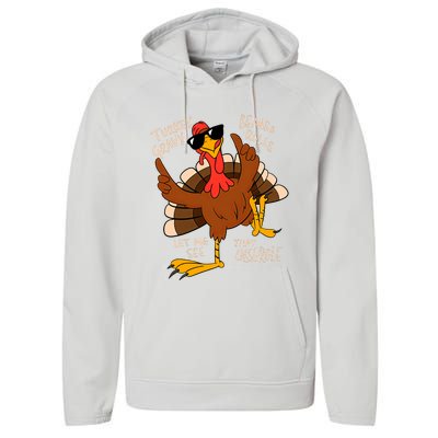 Turkey Gravy Beans And Rolls Casserole Funny Thanksgiving Performance Fleece Hoodie