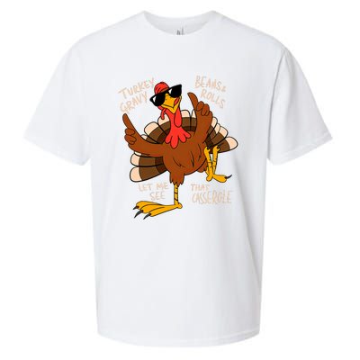 Turkey Gravy Beans And Rolls Casserole Funny Thanksgiving Sueded Cloud Jersey T-Shirt