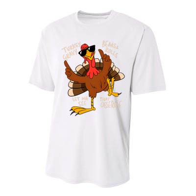 Turkey Gravy Beans And Rolls Casserole Funny Thanksgiving Performance Sprint T-Shirt