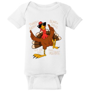 Turkey Gravy Beans And Rolls Casserole Funny Thanksgiving Baby Bodysuit