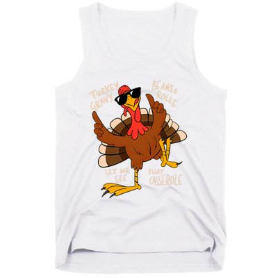 Turkey Gravy Beans And Rolls Casserole Funny Thanksgiving Tank Top