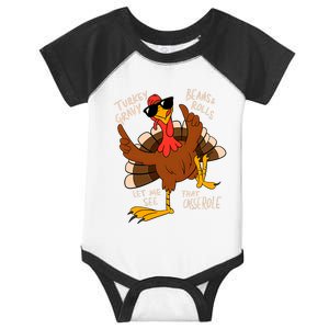 Turkey Gravy Beans And Rolls Casserole Funny Thanksgiving Infant Baby Jersey Bodysuit