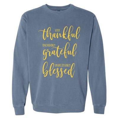 Thankful Grateful Blessed Leopard Pumpkin Fall Thanksgiving Garment-Dyed Sweatshirt