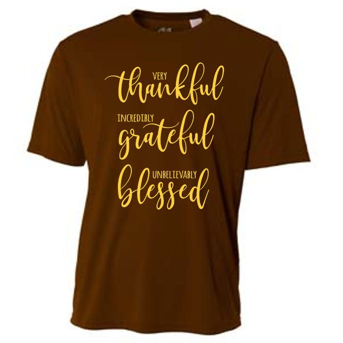 Thankful Grateful Blessed Leopard Pumpkin Fall Thanksgiving Cooling Performance Crew T-Shirt