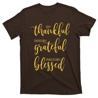 Thankful Grateful Blessed Leopard Pumpkin Fall Thanksgiving T-Shirt