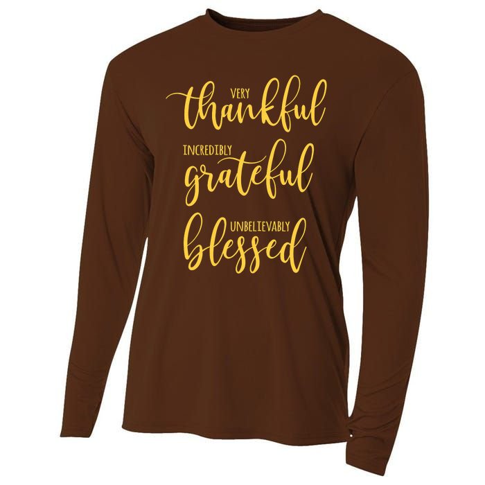 Thankful Grateful Blessed Leopard Pumpkin Fall Thanksgiving Cooling Performance Long Sleeve Crew