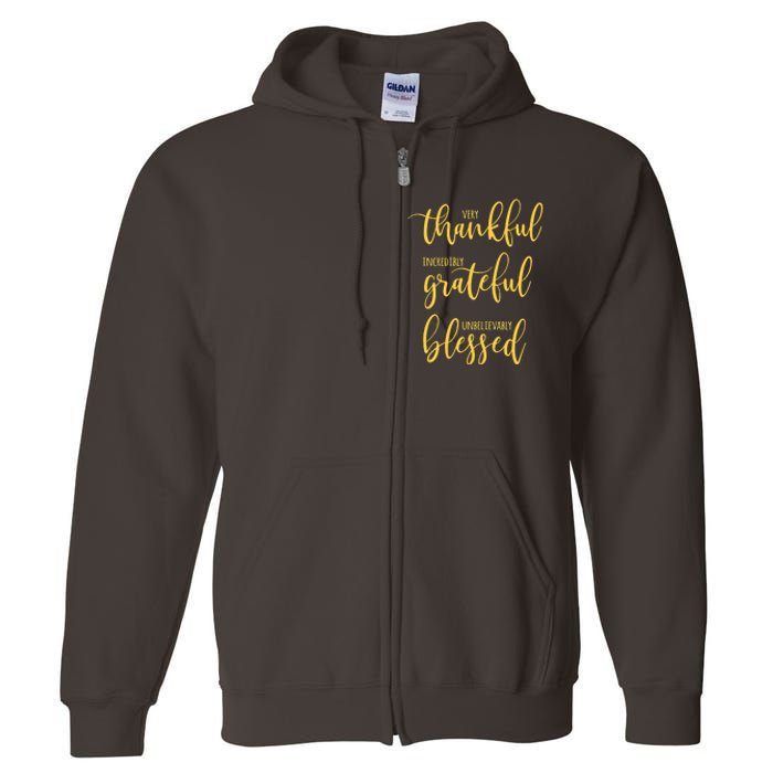 Thankful Grateful Blessed Leopard Pumpkin Fall Thanksgiving Full Zip Hoodie