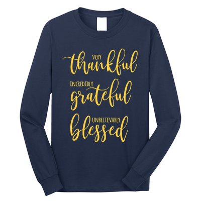 Thankful Grateful Blessed Leopard Pumpkin Fall Thanksgiving Long Sleeve Shirt