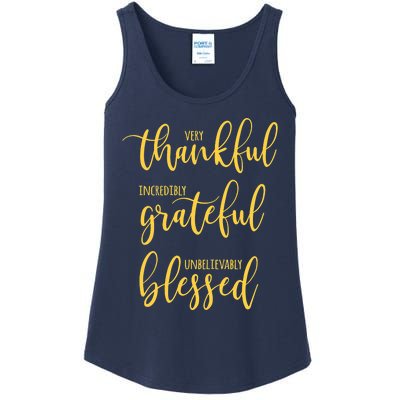 Thankful Grateful Blessed Leopard Pumpkin Fall Thanksgiving Ladies Essential Tank