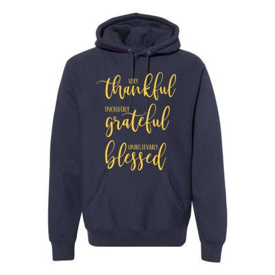 Thankful Grateful Blessed Leopard Pumpkin Fall Thanksgiving Premium Hoodie