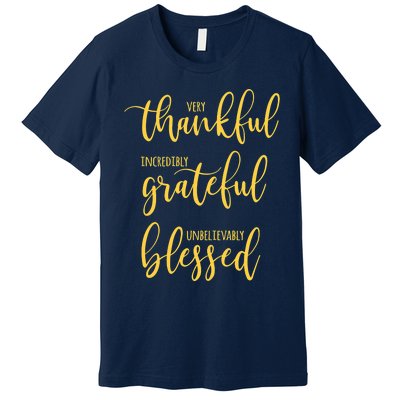 Thankful Grateful Blessed Leopard Pumpkin Fall Thanksgiving Premium T-Shirt