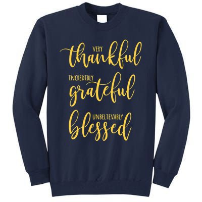 Thankful Grateful Blessed Leopard Pumpkin Fall Thanksgiving Tall Sweatshirt