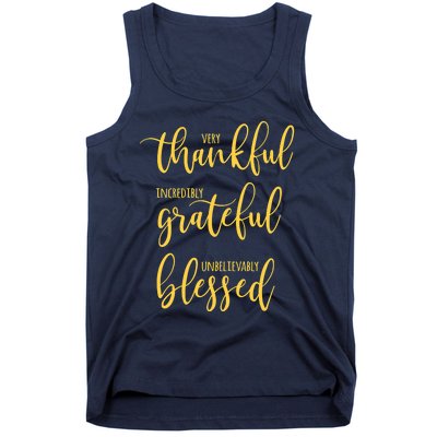 Thankful Grateful Blessed Leopard Pumpkin Fall Thanksgiving Tank Top