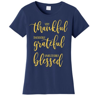 Thankful Grateful Blessed Leopard Pumpkin Fall Thanksgiving Women's T-Shirt