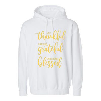 Thankful Grateful Blessed Leopard Pumpkin Fall Thanksgiving Garment-Dyed Fleece Hoodie