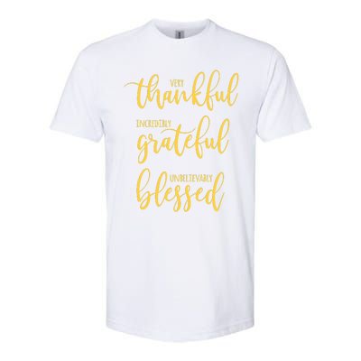 Thankful Grateful Blessed Leopard Pumpkin Fall Thanksgiving Softstyle CVC T-Shirt