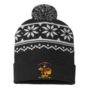 Thankful Grateful Blessed Happy Thanksgiving Girls Turkey USA-Made Snowflake Beanie