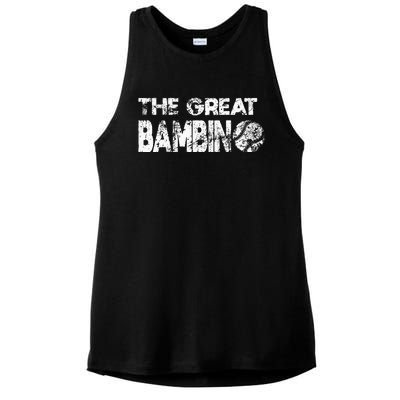 The Great Bambino Simple Baseball Legend Design Distressed Ladies PosiCharge Tri-Blend Wicking Tank