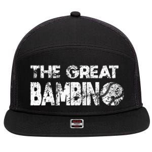 The Great Bambino Simple Baseball Legend Design Distressed 7 Panel Mesh Trucker Snapback Hat