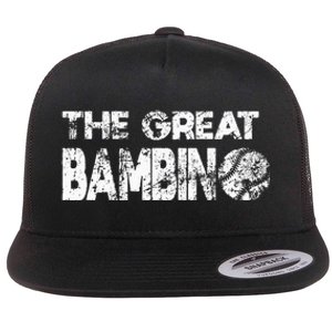 The Great Bambino Simple Baseball Legend Design Distressed Flat Bill Trucker Hat