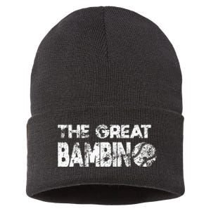 The Great Bambino Simple Baseball Legend Design Distressed Sustainable Knit Beanie