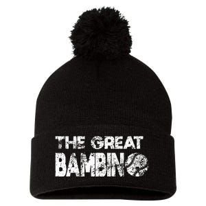 The Great Bambino Simple Baseball Legend Design Distressed Pom Pom 12in Knit Beanie