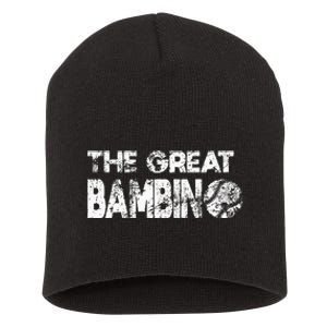 The Great Bambino Simple Baseball Legend Design Distressed Short Acrylic Beanie