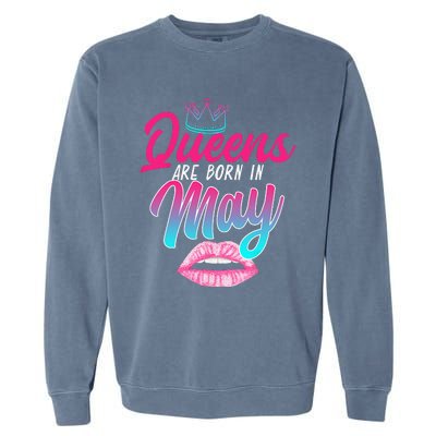 Taurus Gemini Birthday Queens Are Born In May Zodiac Sign Garment-Dyed Sweatshirt