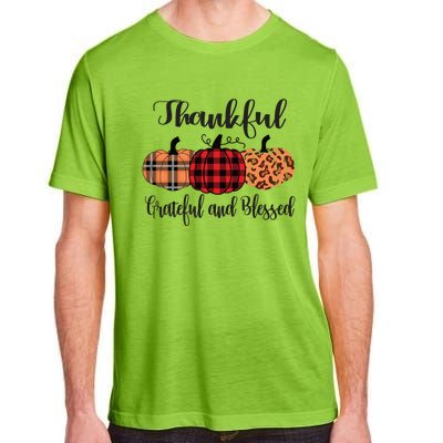 Thankful Grateful Blessed Plaid Leopard Pumpkin Thanksgiving Gift Adult ChromaSoft Performance T-Shirt