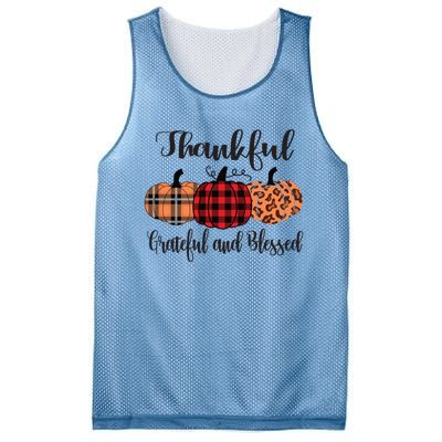 Thankful Grateful Blessed Plaid Leopard Pumpkin Thanksgiving Gift Mesh Reversible Basketball Jersey Tank