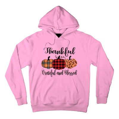 Thankful Grateful Blessed Plaid Leopard Pumpkin Thanksgiving Gift Hoodie