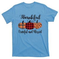 Thankful Grateful Blessed Plaid Leopard Pumpkin Thanksgiving Gift T-Shirt