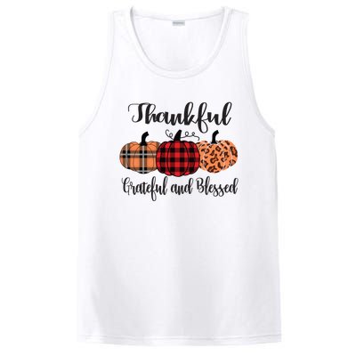 Thankful Grateful Blessed Plaid Leopard Pumpkin Thanksgiving Gift PosiCharge Competitor Tank