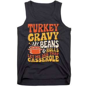 Turkey Gravy Beans And Rolls Funny Autumn Thanksgiving 2024 Tank Top