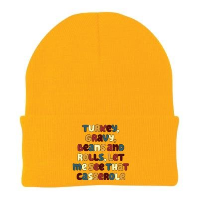 Turkey Gravy Beans And Rolls Let Me See That Casserole Funny Thanksgiving Knit Cap Winter Beanie