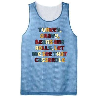 Turkey Gravy Beans And Rolls Let Me See That Casserole Funny Thanksgiving Mesh Reversible Basketball Jersey Tank